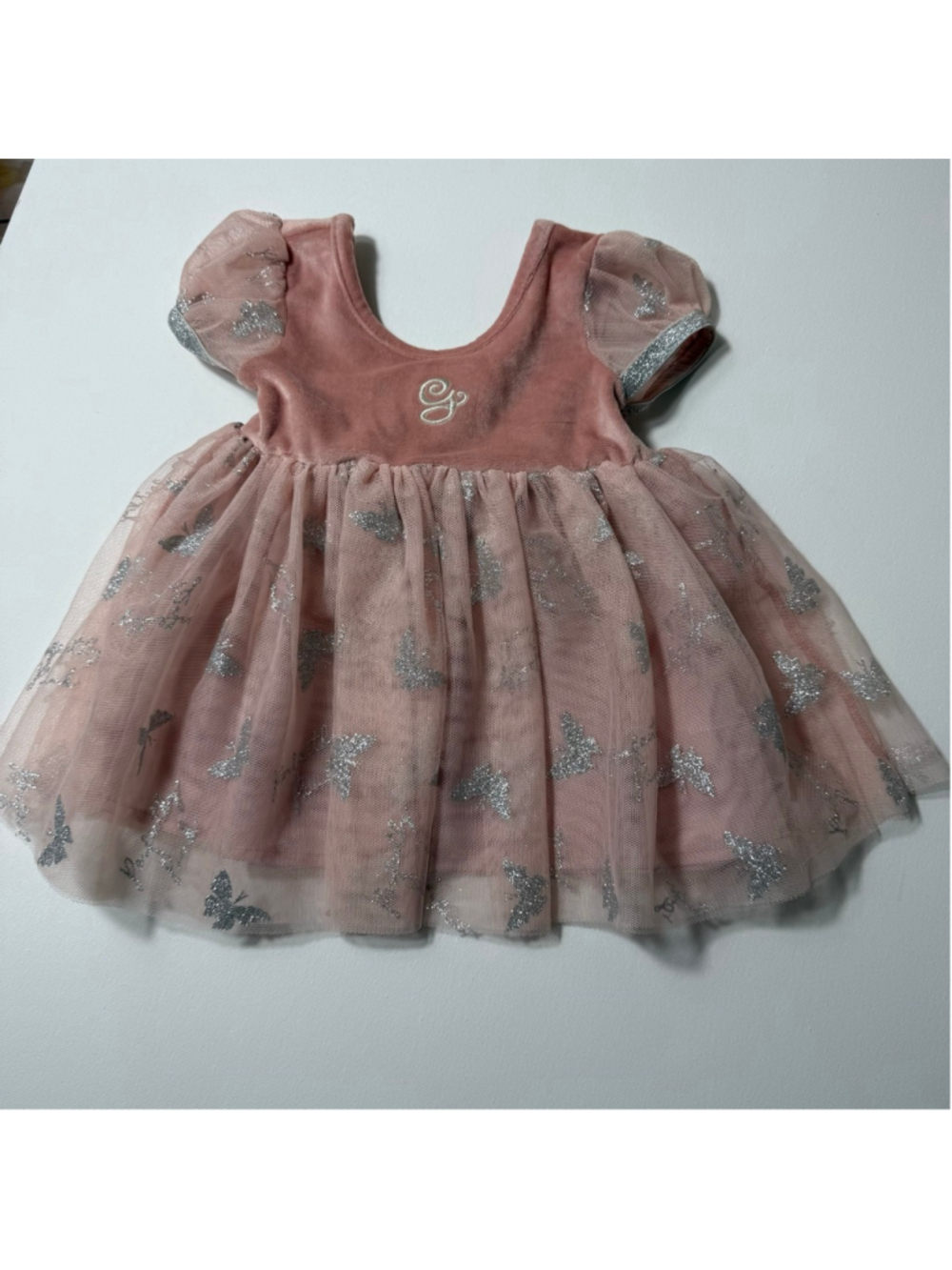 Baby Modern Moments Pink Silver Butterfly Formal Dress 12 Months